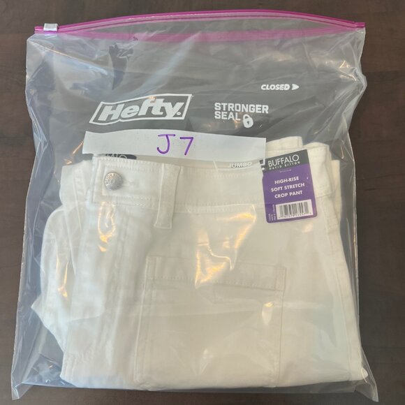 NWT Buffalo Womens 14 David Bitton Brigette High Rise Wide Leg Crop Pants White - Picture 11 of 11